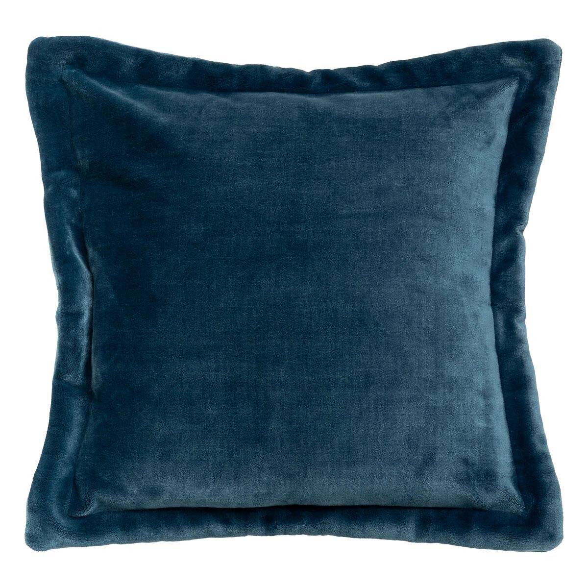 Coussin Déco Flanelle "Cuddly" 53x53cm Bleu Égéen - Image 1