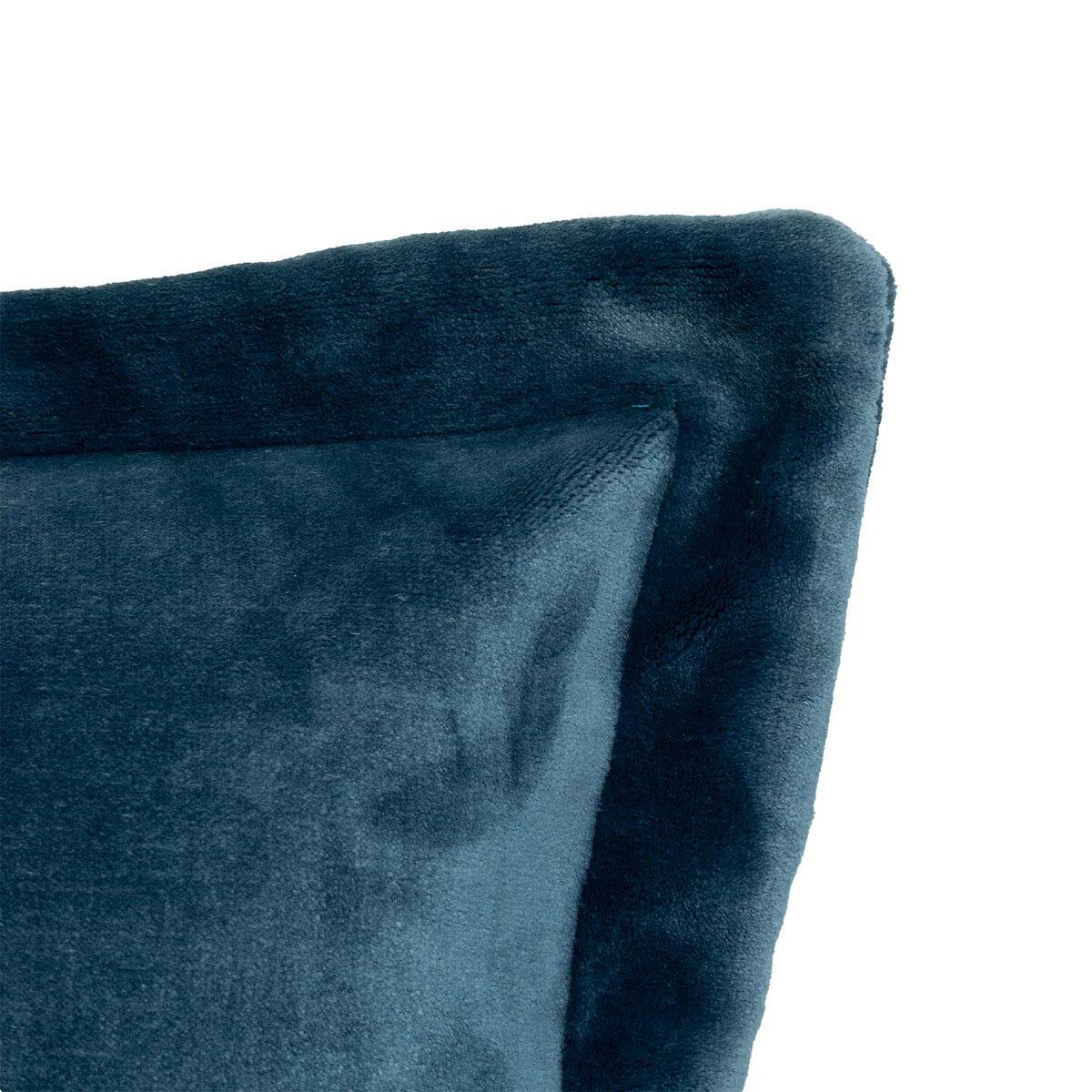 Coussin Déco Flanelle "Cuddly" 53x53cm Bleu Égéen - Image 2