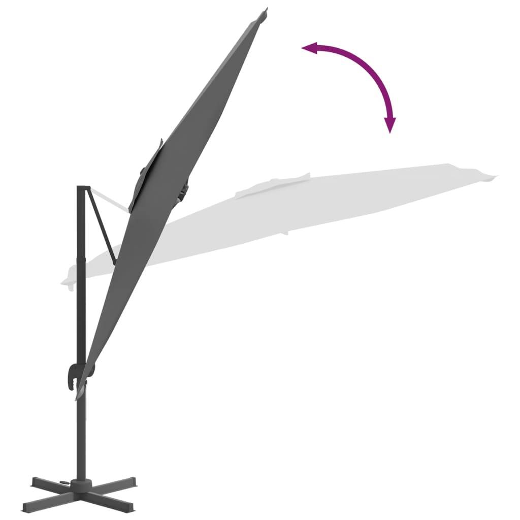 Helloshop26 - Parasol meuble de jardin déporté avec mât en aluminium 400 x 300 cm anthracite - Image 6