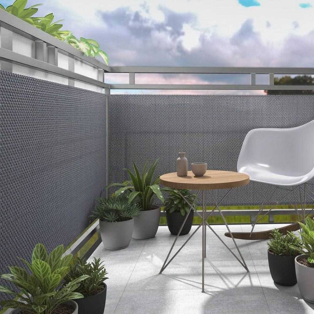 Rattan Art - Brise-vue en résine tressée pour balcon et clôture coloris gris clair 1 x 3 m - Image 2