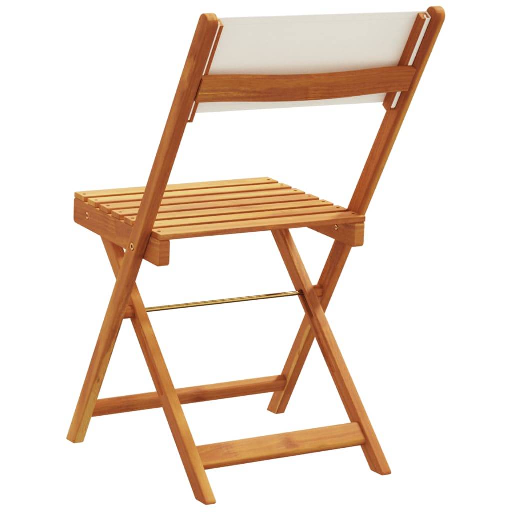 lot de 2 Chaises de bistro - Fauteuils de jardin blanc crème bois acacia et tissu HL223 - Image 7
