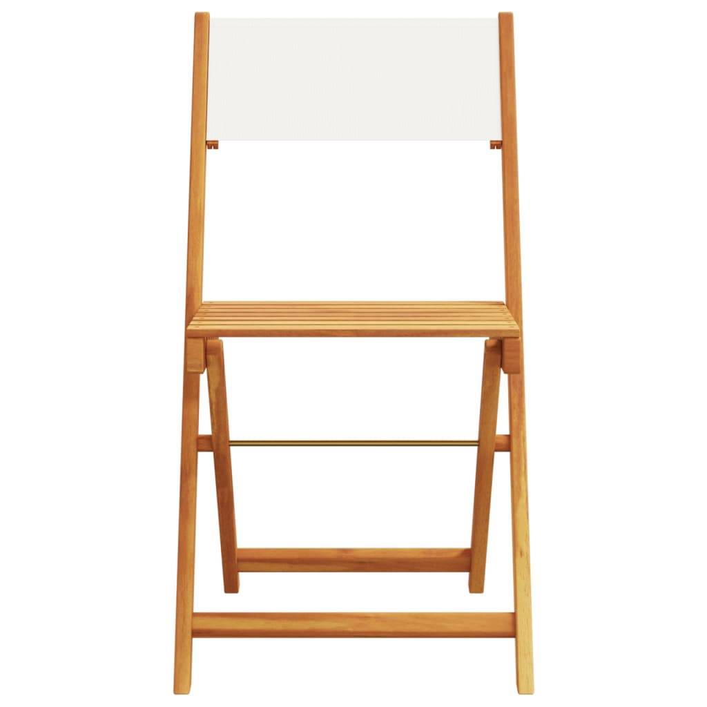 lot de 2 Chaises de bistro - Fauteuils de jardin blanc crème bois acacia et tissu HL223 - Image 5
