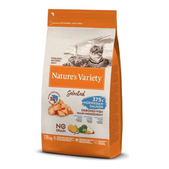 CROQUETTE CHAT - SELECTED STERILISE - SAUMON NORVEGIEN - NATURE'S VARIETY 3 kg - Image 1