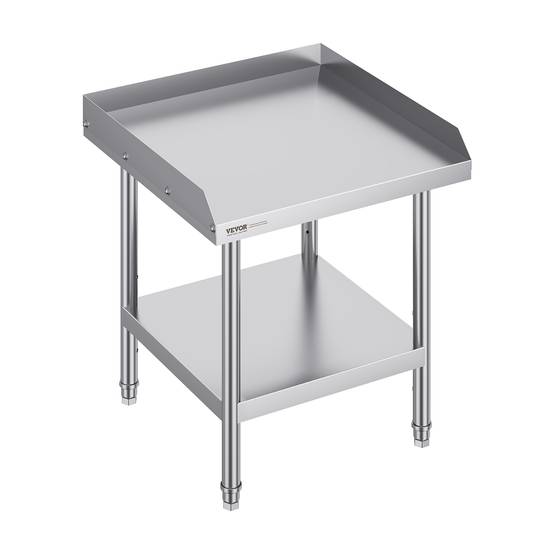 Vevor - VEVOR Table travail acier inox 61x61x66 cm, dosseret 3 côtés, hauteur réglable, pour cuisine restaurant. - Image 1