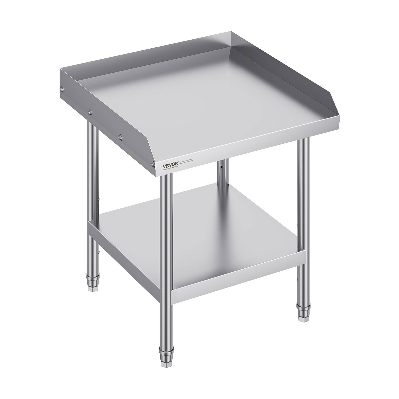 Vevor - VEVOR Table travail acier inox 61x61x66 cm, dosseret 3 côtés, hauteur réglable, pour cuisine restaurant. - Image 1