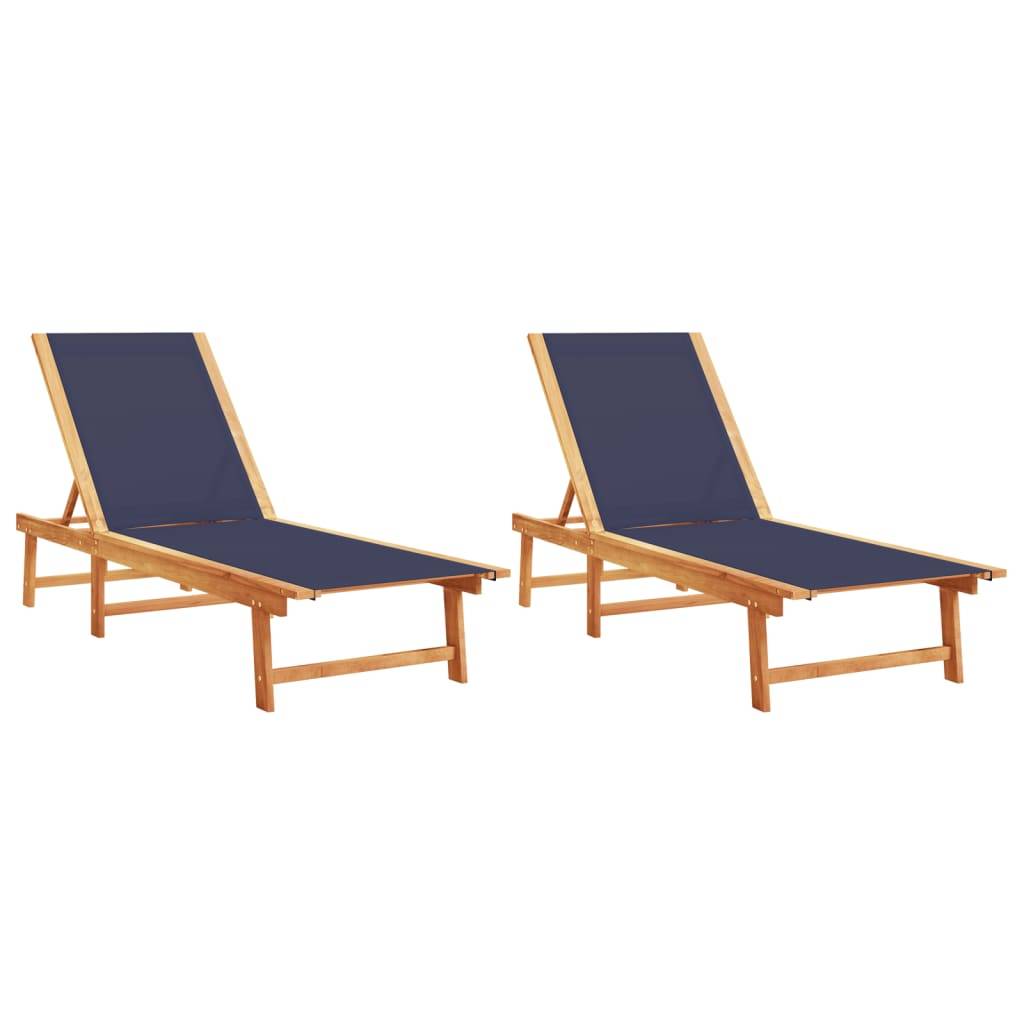 Maison Chic - Lot de 2 Bain de soleil - Transats - Chaises longues bleu bois d'acacia solide et textilène - MEUBLE PRO - Image 1