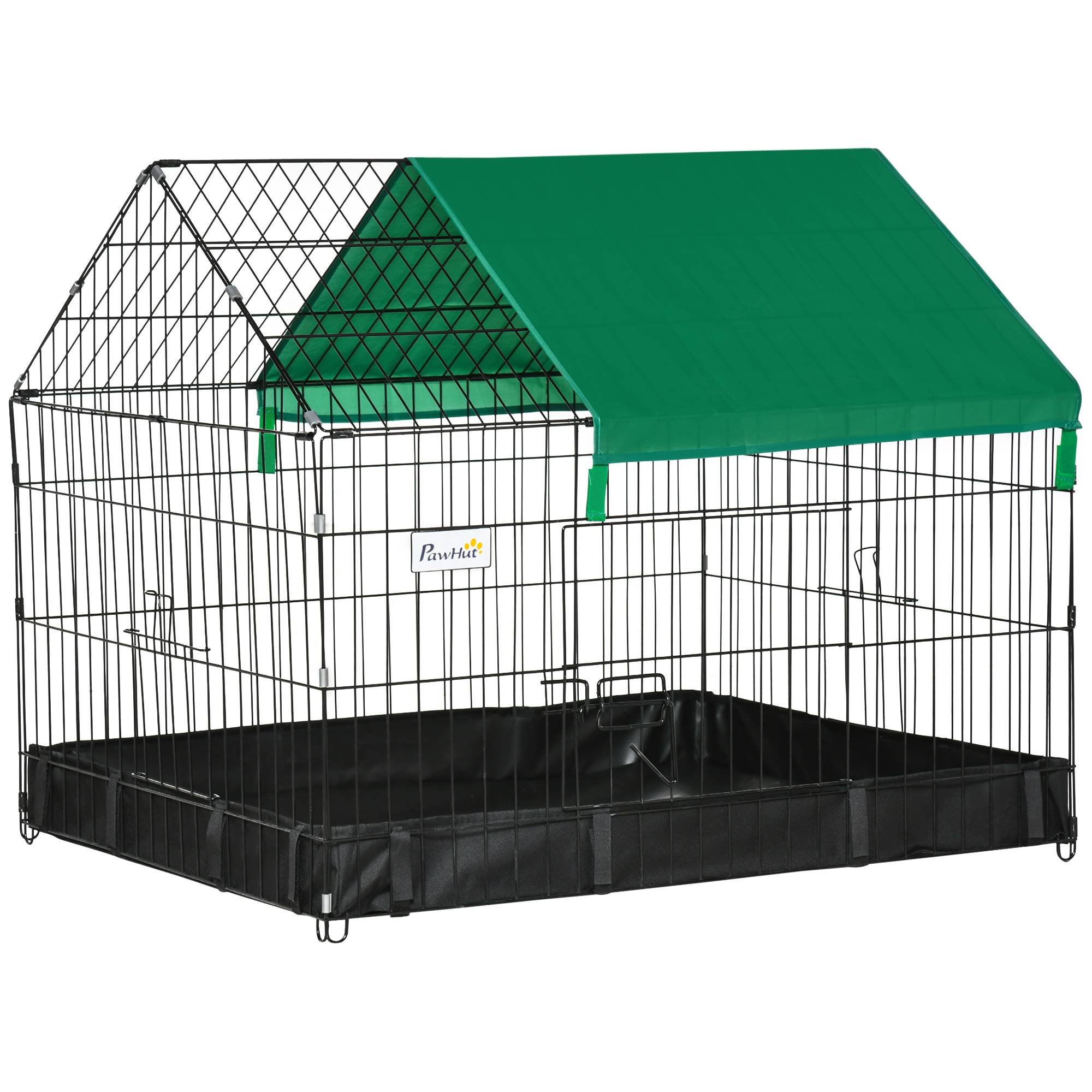 Parc Enclos Lapin Rongeur Intérieur Extérieur Oxford 90x75x75cm Noir Vert - ComfortXL Outdoor Living