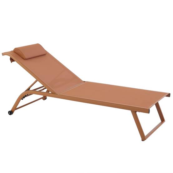 Oviala - Lot de 2 bains de soleil inclinable avec roues terracotta Olmeta - Oviala - Image 5