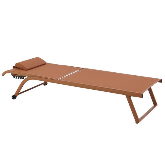 Oviala - Lot de 2 bains de soleil inclinable avec roues terracotta Olmeta - Oviala - Image 6