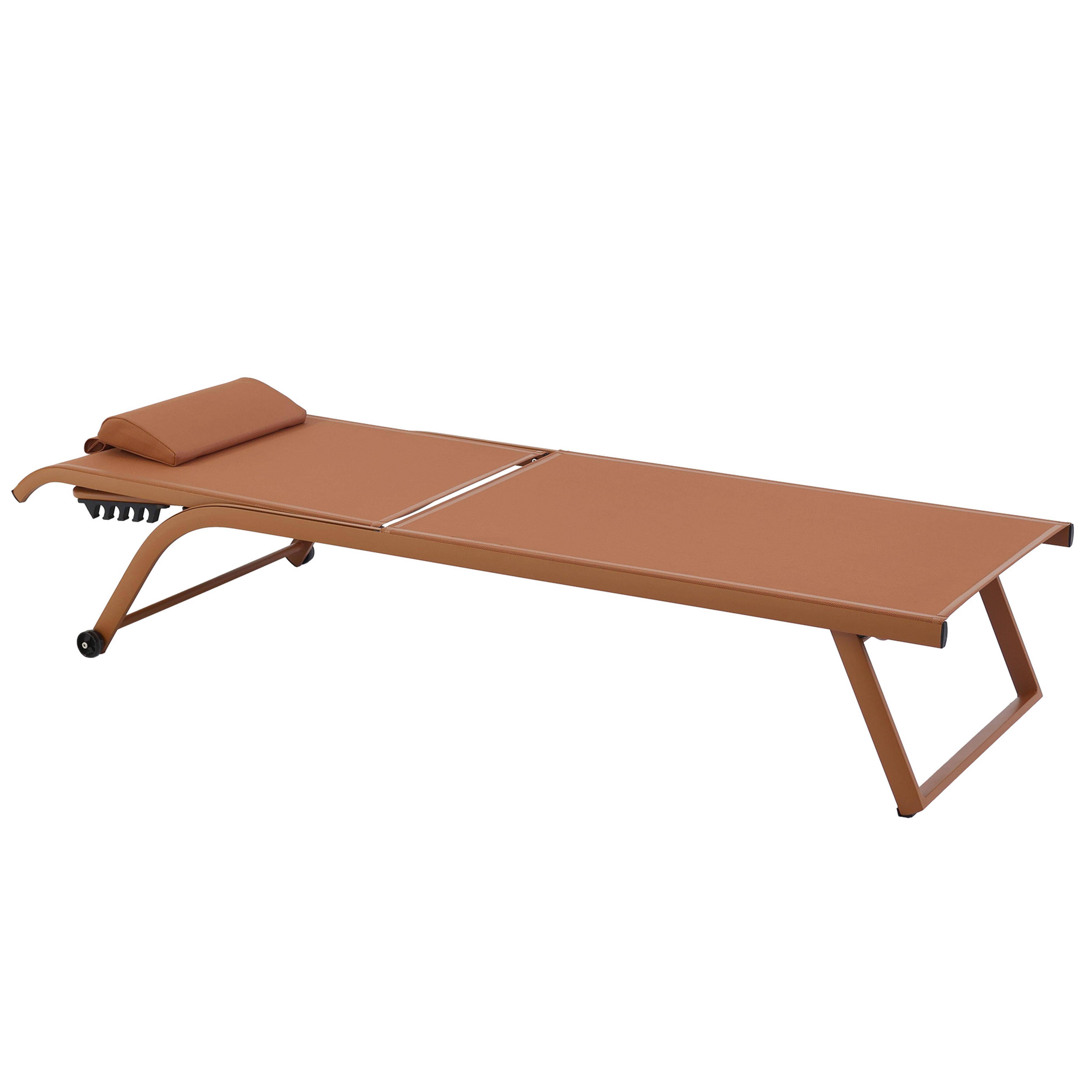 Oviala - Lot de 2 bains de soleil inclinable avec roues terracotta Olmeta - Oviala - Image 6