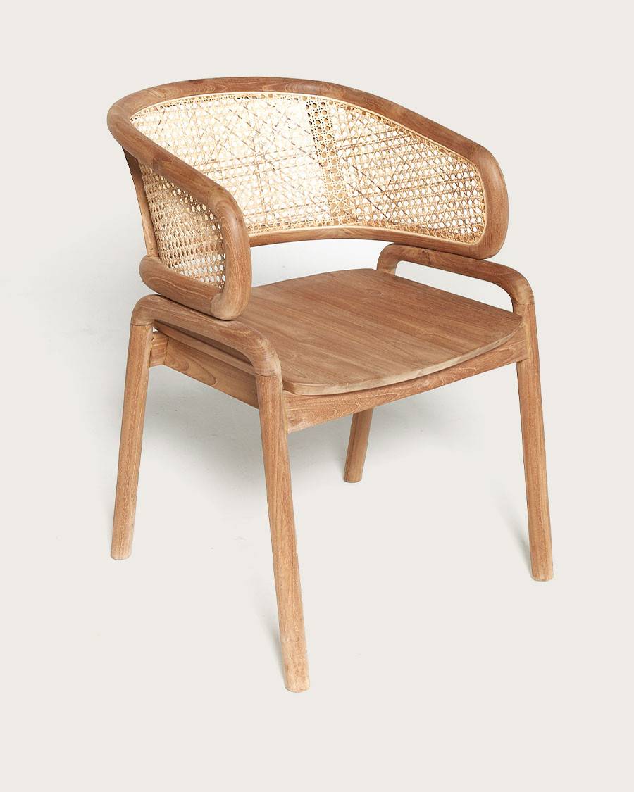 Moon - Chaise en teck massif et cannage rotin - UNIQKA - Image 3