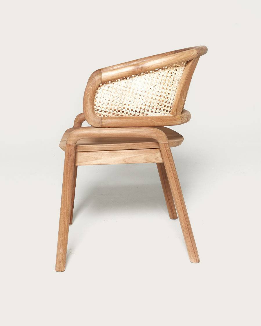 Moon - Chaise en teck massif et cannage rotin - UNIQKA - Image 5