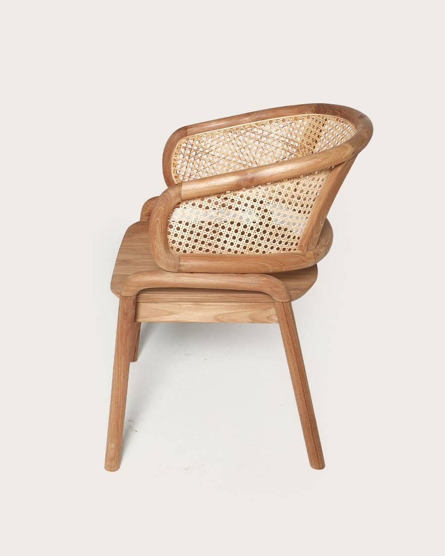 Moon - Chaise en teck massif et cannage rotin - UNIQKA - Image 6