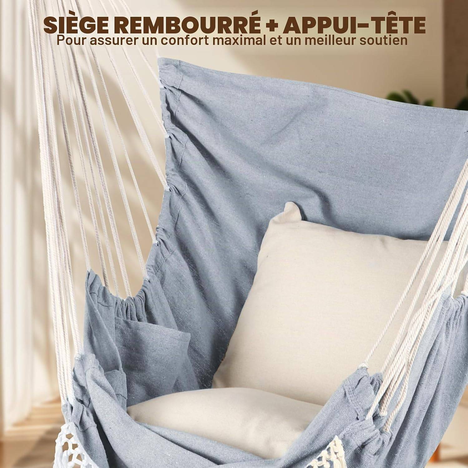 Sans Marque - Hamac suspendu en toile avec sac de rangement - Image 3