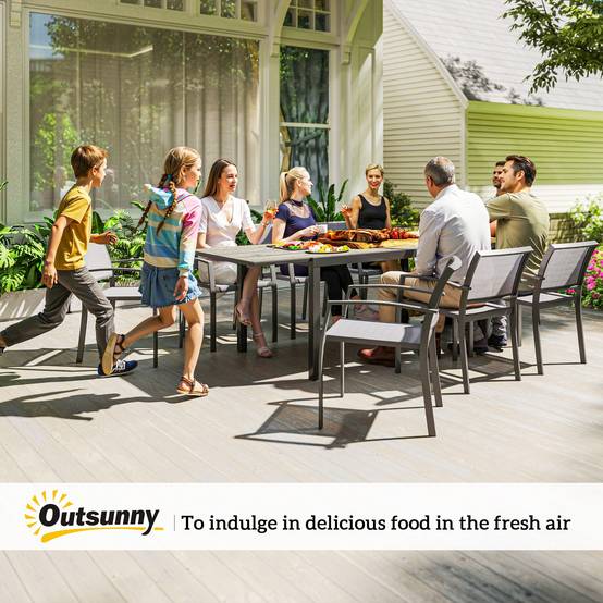 Outsunny - Table de jardin extensible 6-8 personnes 160/240cm effet bois gris - Image 4