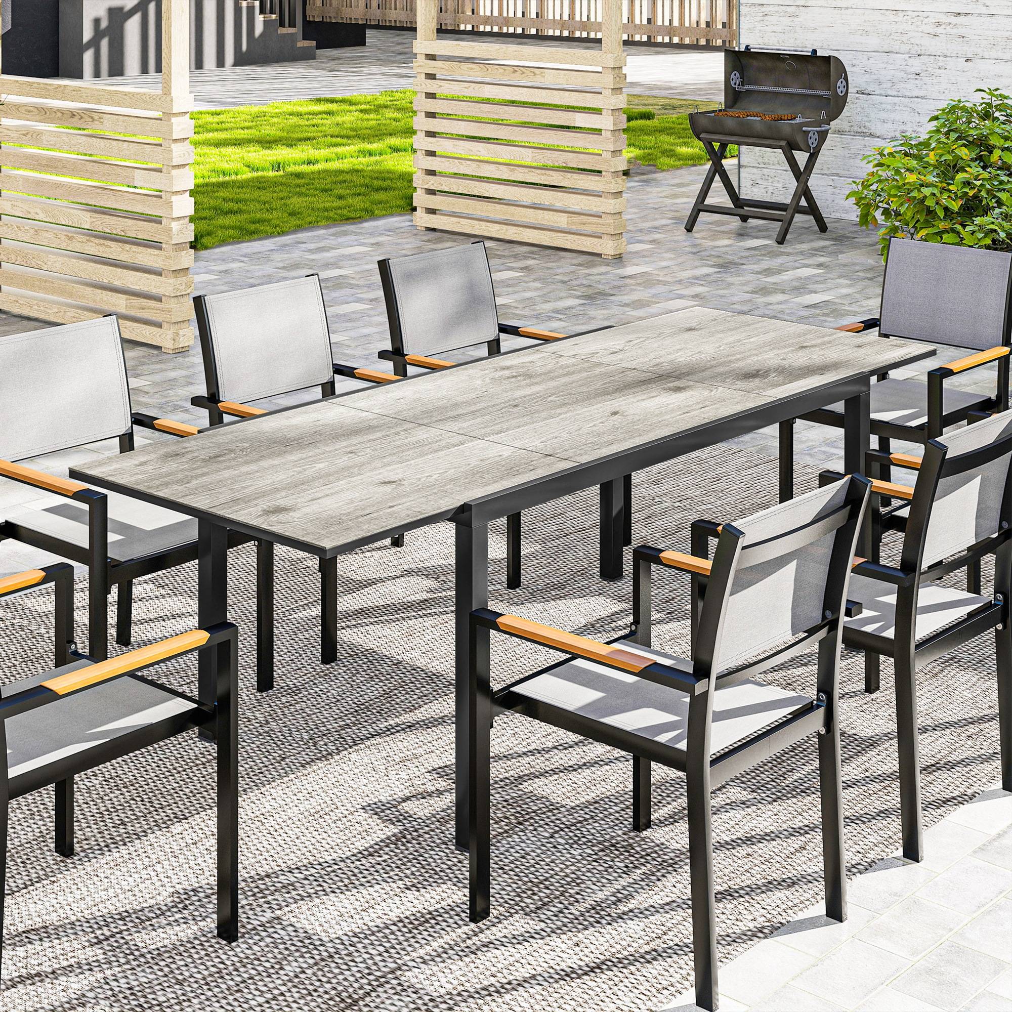 Outsunny - Table de jardin extensible 6-8 personnes 160/240cm effet bois gris - Image 2