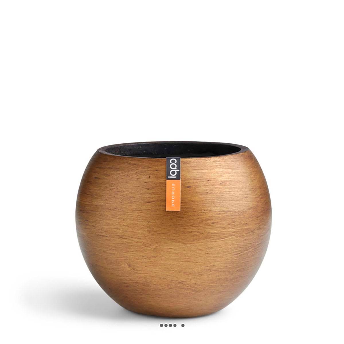 Artificielles - Joli pot rétro forme boule doré en matières synthétiques H 15 x D 18 cm Doré - dimhaut: H 15 cm - couleur: Doré - Image 1