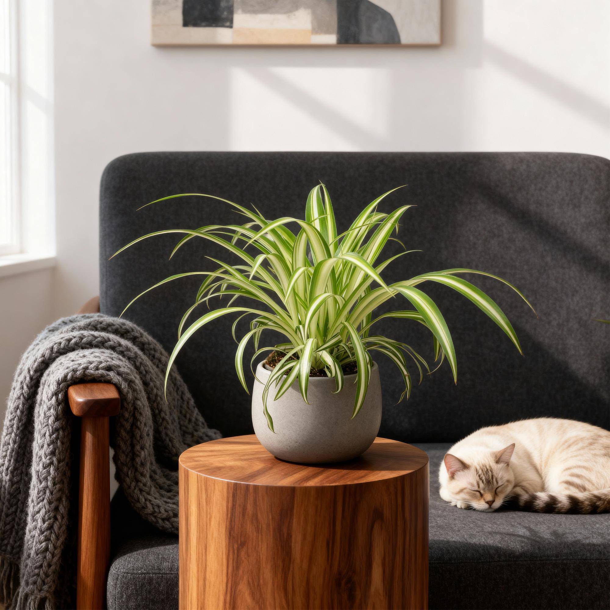 Chlorophytum comosum Variegatum - Pet-friendly - Plante araignée - Pot de 12cm - Hauteur 20-30cm - 1 plante - Sans cache-pot - Plantes d'intérieur - Image 4