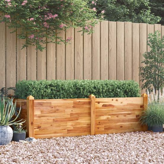 Grand carré potager en bois d'acacia empilable pour jardin et terrasse 160cm – ComfortXL Outdoor Living - Image 1