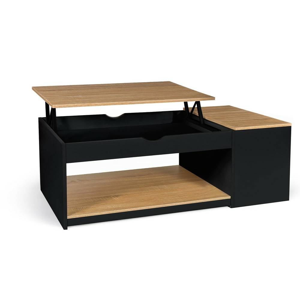 Facilitys - Table basse avec plateau relevable effet bois - style industriel - Image 1