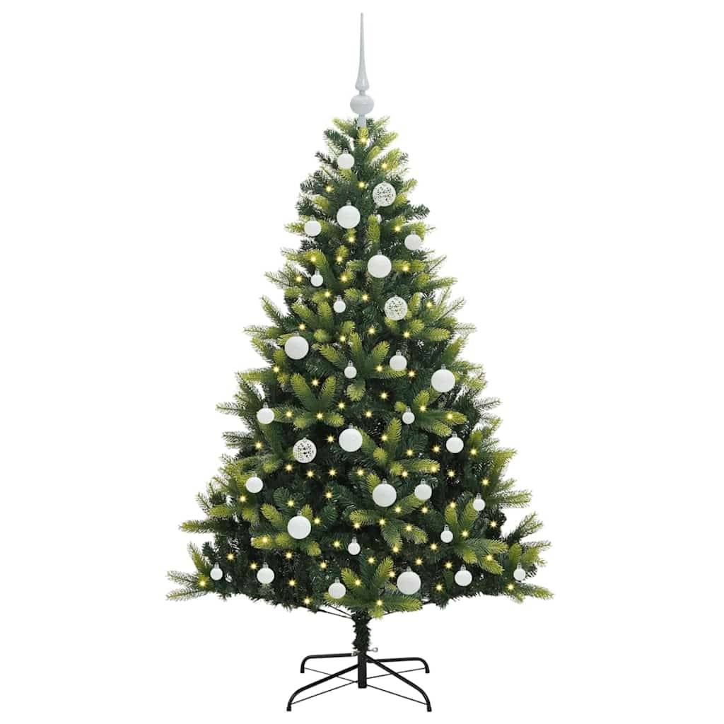 Sapin de Noël | Arbre de Noël artificiel à charnières 150 LED Vert 150 cm Maison Chic - Image 3