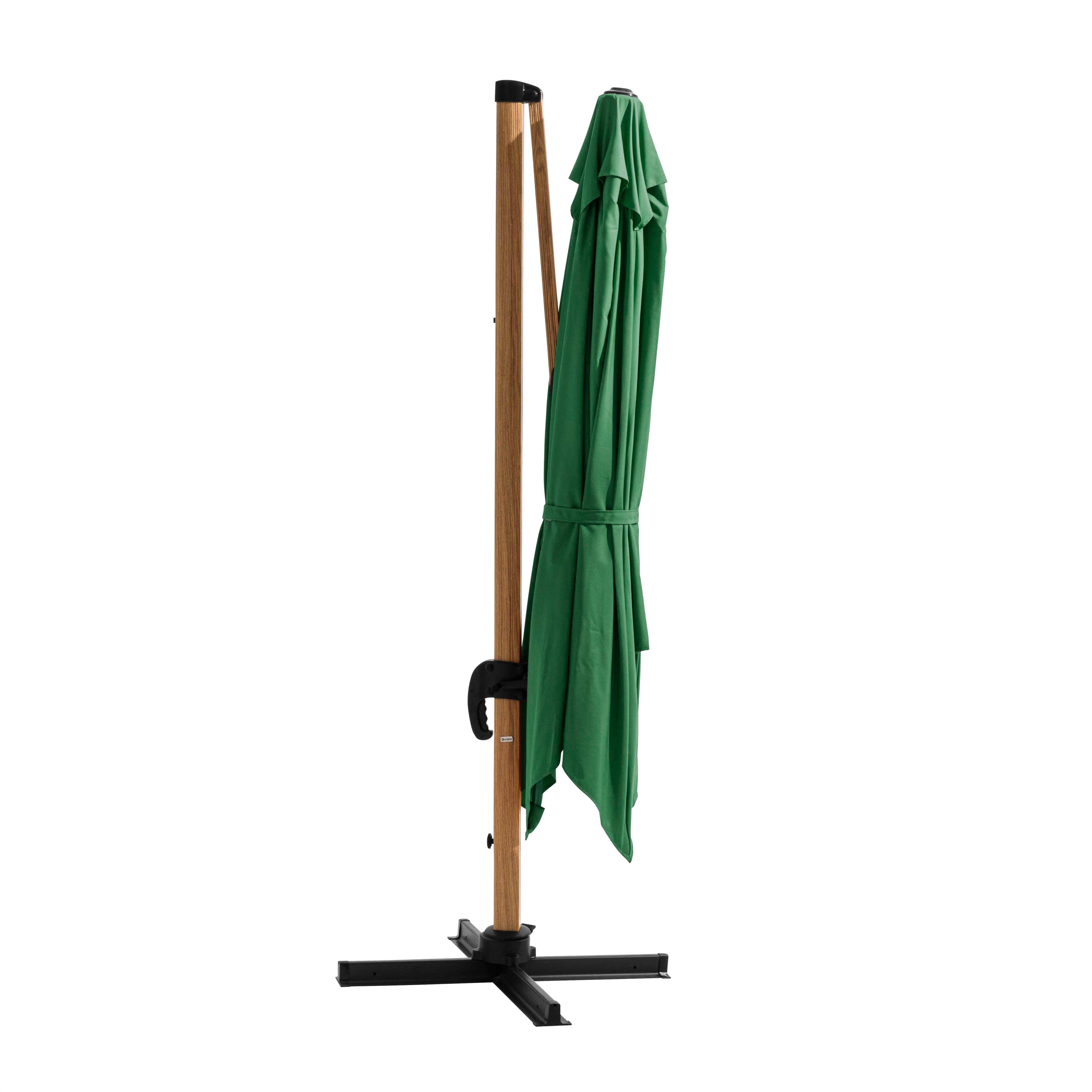 Oviala - Parasol déporté 3x3m et 4 dalles à remplir effet bois vert cactus Brescia - Oviala - Image 5