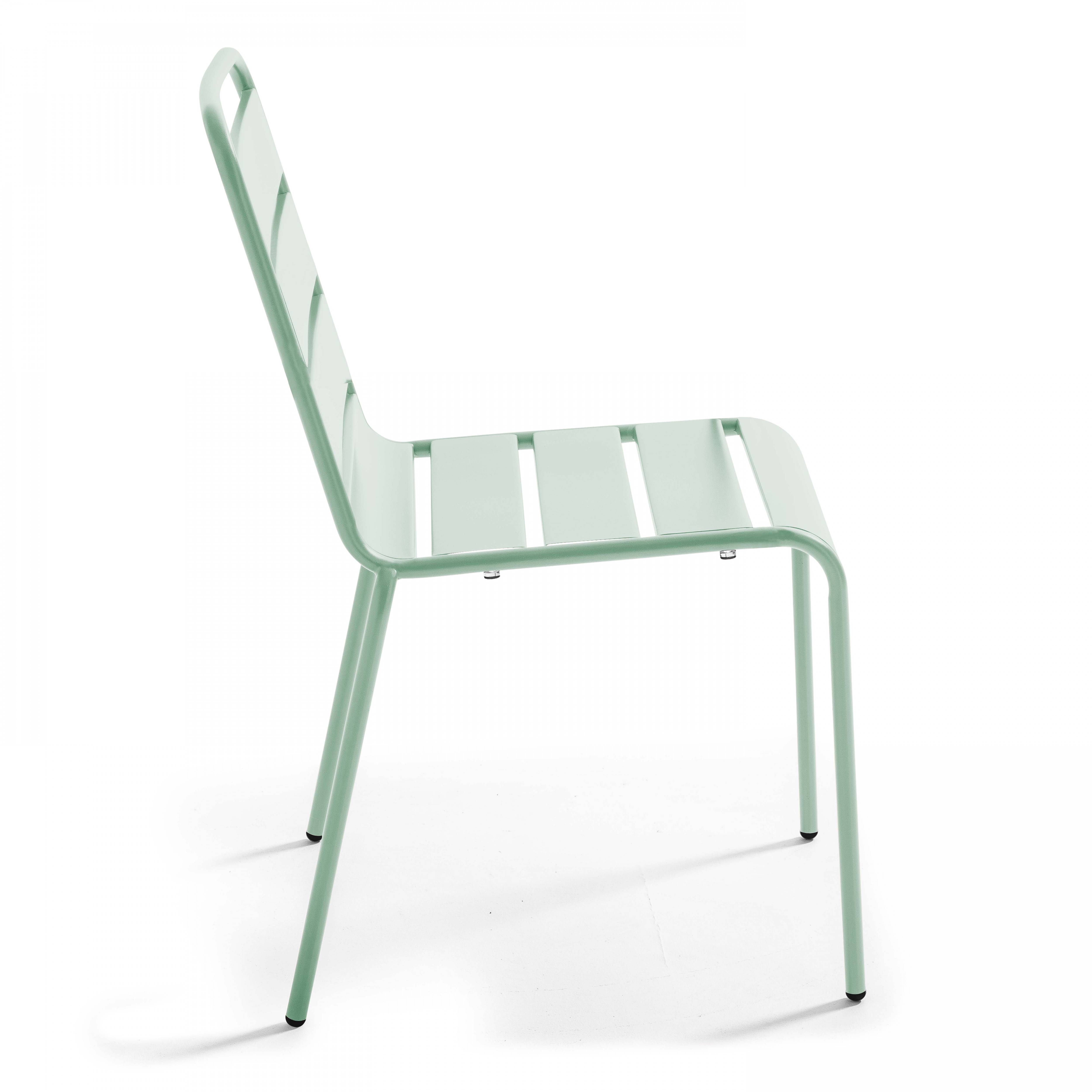 Oviala - Ensemble table  de jardin ronde et 4 chaises en métal vert sauge Palavas - Oviala - Image 6