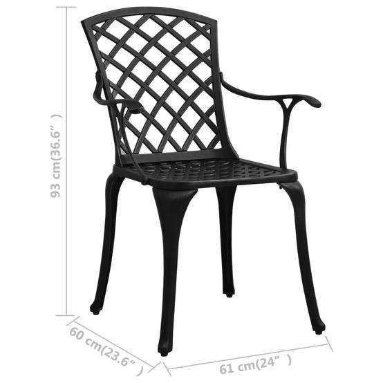 Chaises de jardin aluminium coulé noir 61 x 60 x 93 cm - PANGIVO - Image 8