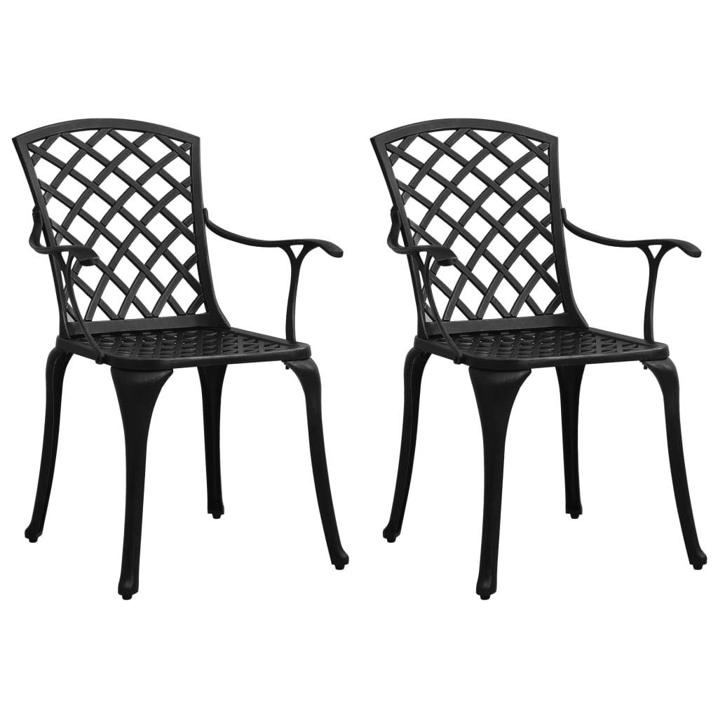 Chaises de jardin aluminium coulé noir 61 x 60 x 93 cm - PANGIVO - Image 1