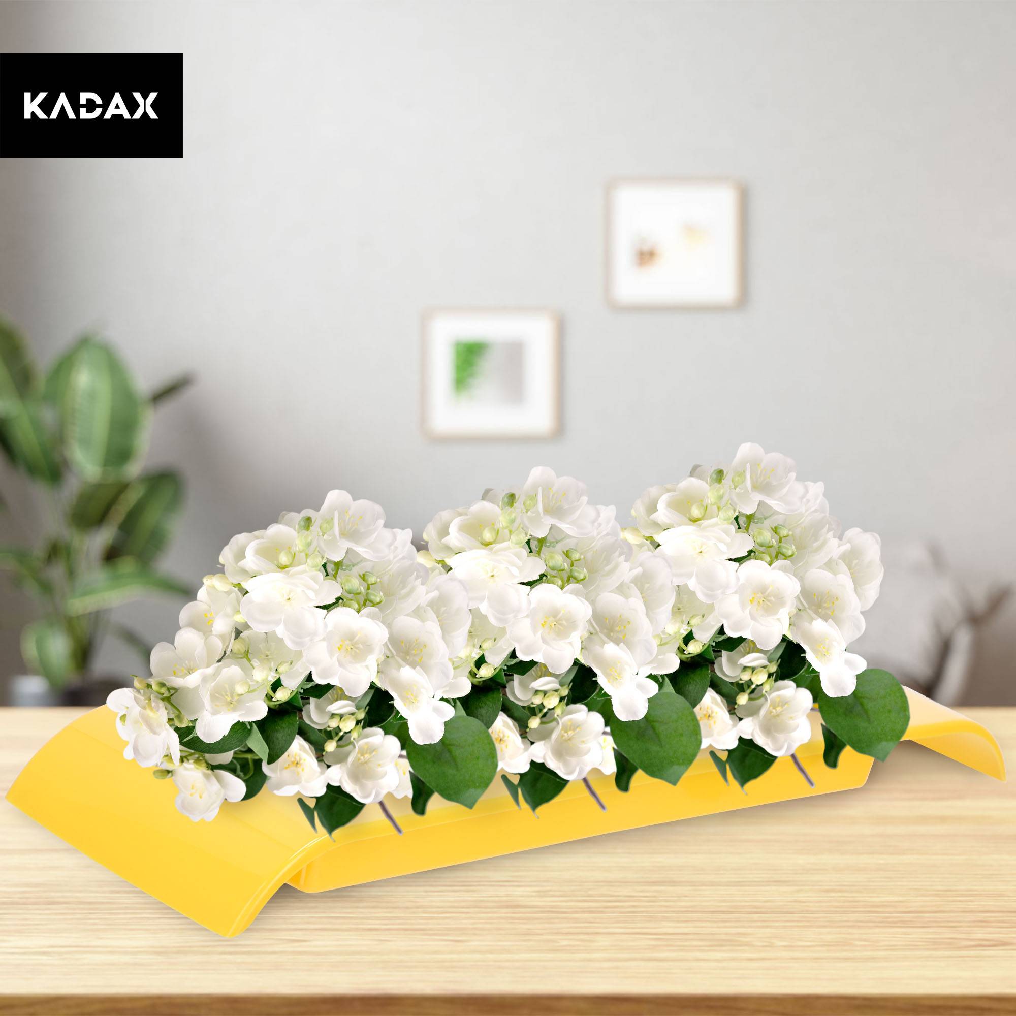 Ikebana en plastique - Pot de fleurs - Pot de fleurs japonais - Dimensions: 47 cm - Jaune - Image 7