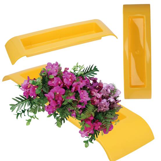 Ikebana en plastique - Pot de fleurs - Pot de fleurs japonais - Dimensions: 47 cm - Jaune - Image 1