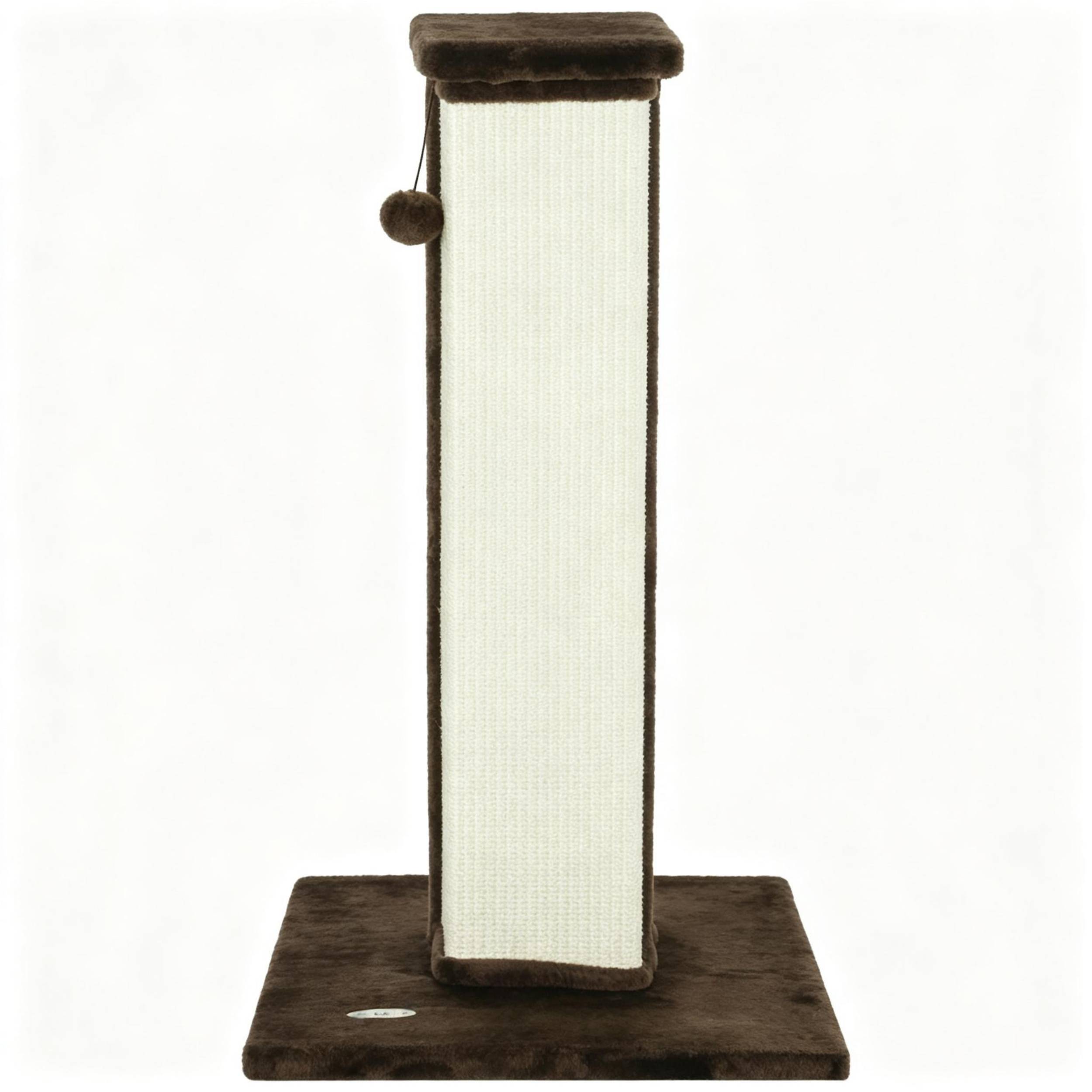 ComfortXL - Griffoir pour chat en sisal et peluche 41 x 41 x 81 cm brun crème avec balle suspendue et base stable - Image 3
