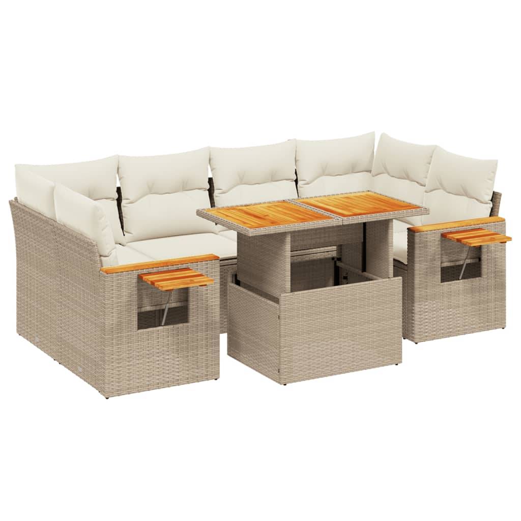Vidaxl - Salon de jardin avec coussins 7 pcs beige résine tressée vidaXL 3273417 - Image 2