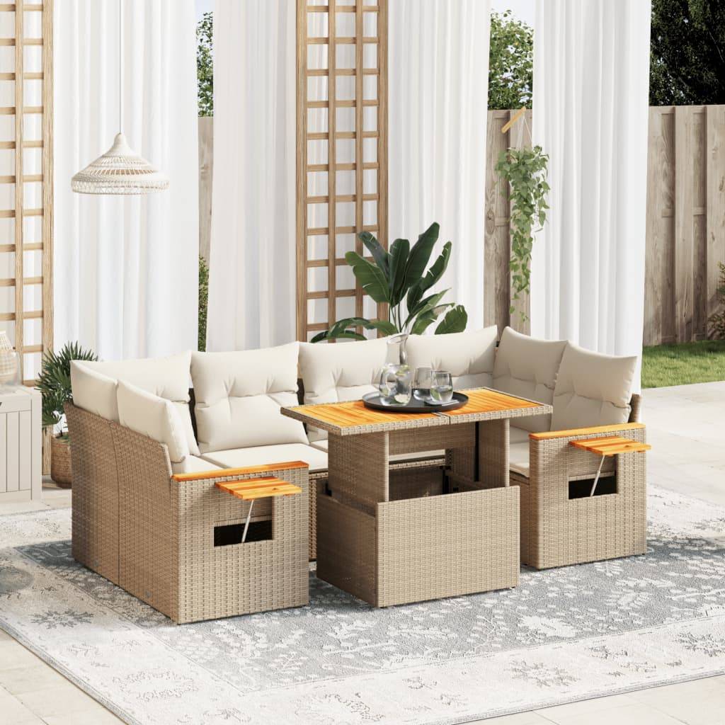 Vidaxl - Salon de jardin avec coussins 7 pcs beige résine tressée vidaXL 3273417 - Image 1