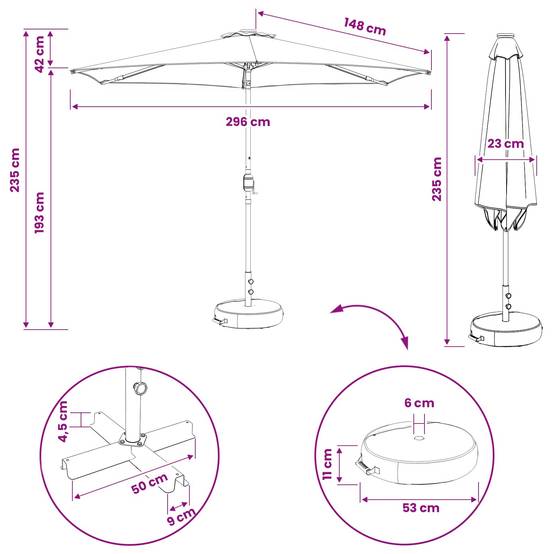 Parasol de jardin polyester crème 296 x 296 x 235 cm - PANGIVO - Image 8
