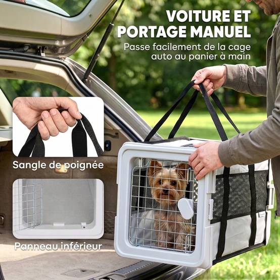 ComfortXL - Sac de transport pliable pour chat et petit chien en tissu 300D gris 49,5 x 34 x 35,5 cm pour trajets quotidiens - Image 6