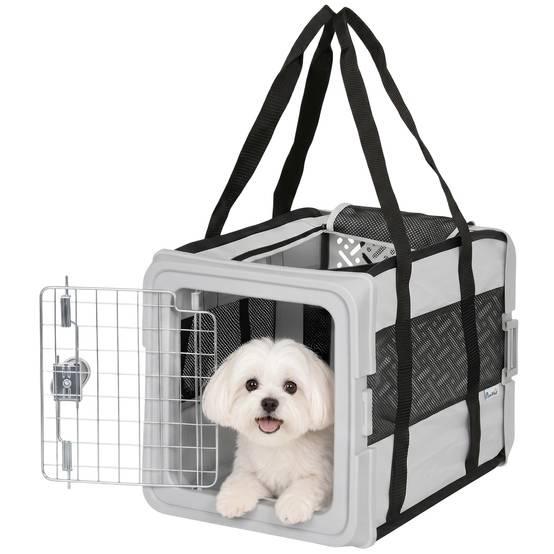 ComfortXL - Sac de transport pliable pour chat et petit chien en tissu 300D gris 49,5 x 34 x 35,5 cm pour trajets quotidiens - Image 2