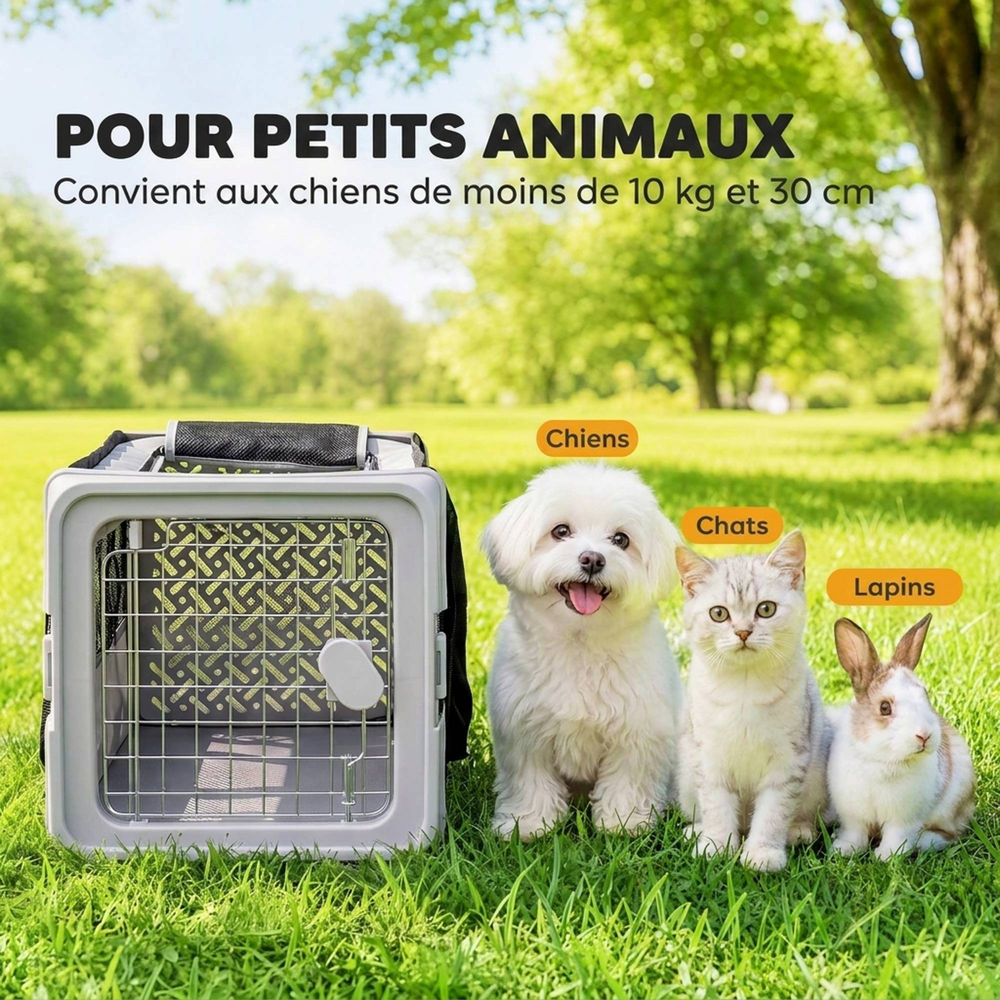 ComfortXL - Sac de transport pliable pour chat et petit chien en tissu 300D gris 49,5 x 34 x 35,5 cm pour trajets quotidiens - Image 5