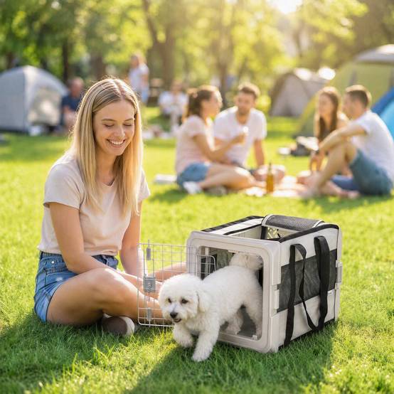 ComfortXL - Sac de transport pliable pour chat et petit chien en tissu 300D gris 49,5 x 34 x 35,5 cm pour trajets quotidiens - Image 1