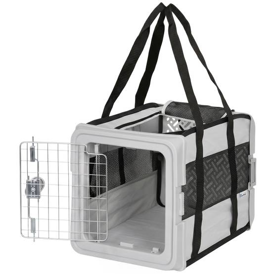 ComfortXL - Sac de transport pliable pour chat et petit chien en tissu 300D gris 49,5 x 34 x 35,5 cm pour trajets quotidiens - Image 10