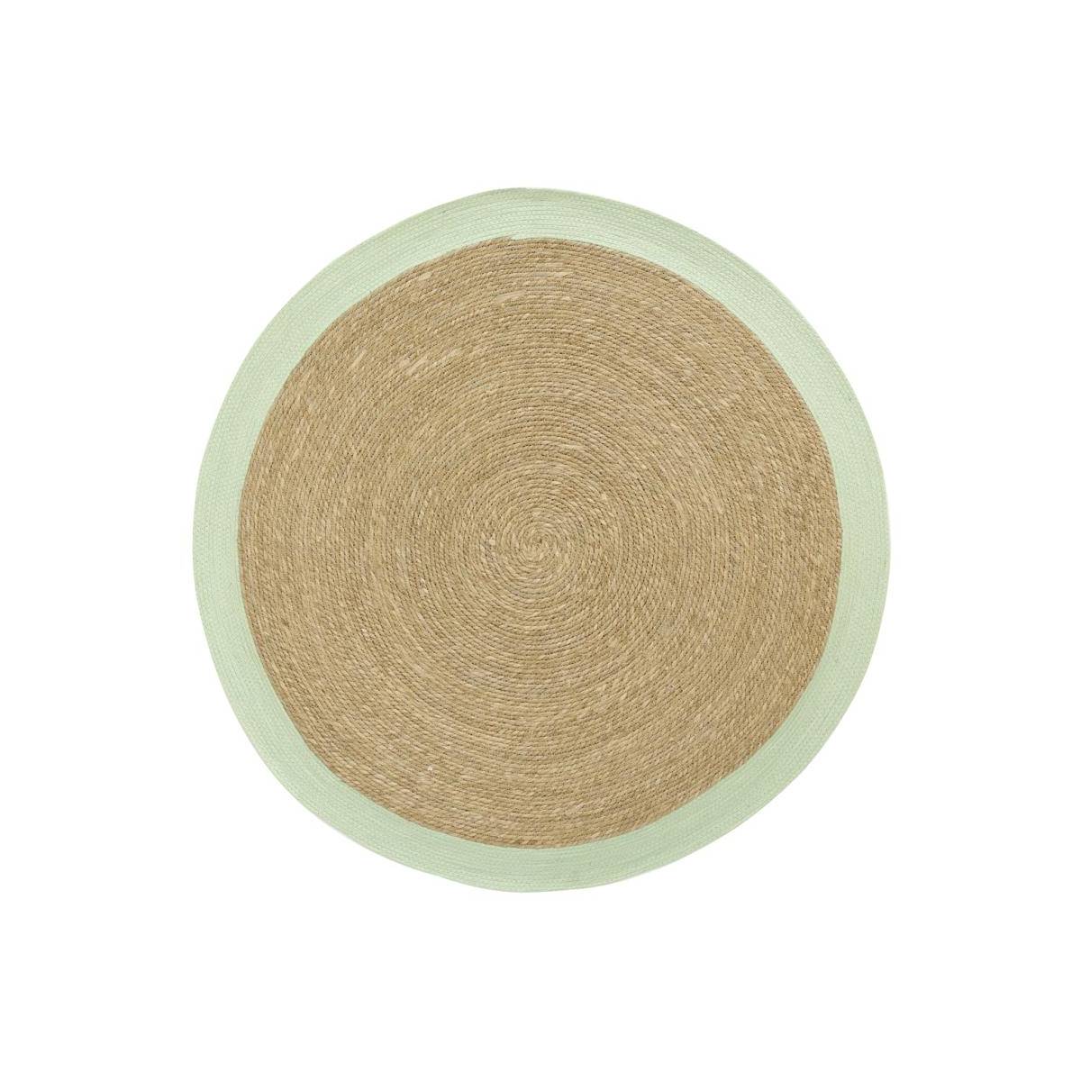 Aubry Gaspard - Tapis en jonc 120 cm naturel bordure colorée - Image 1