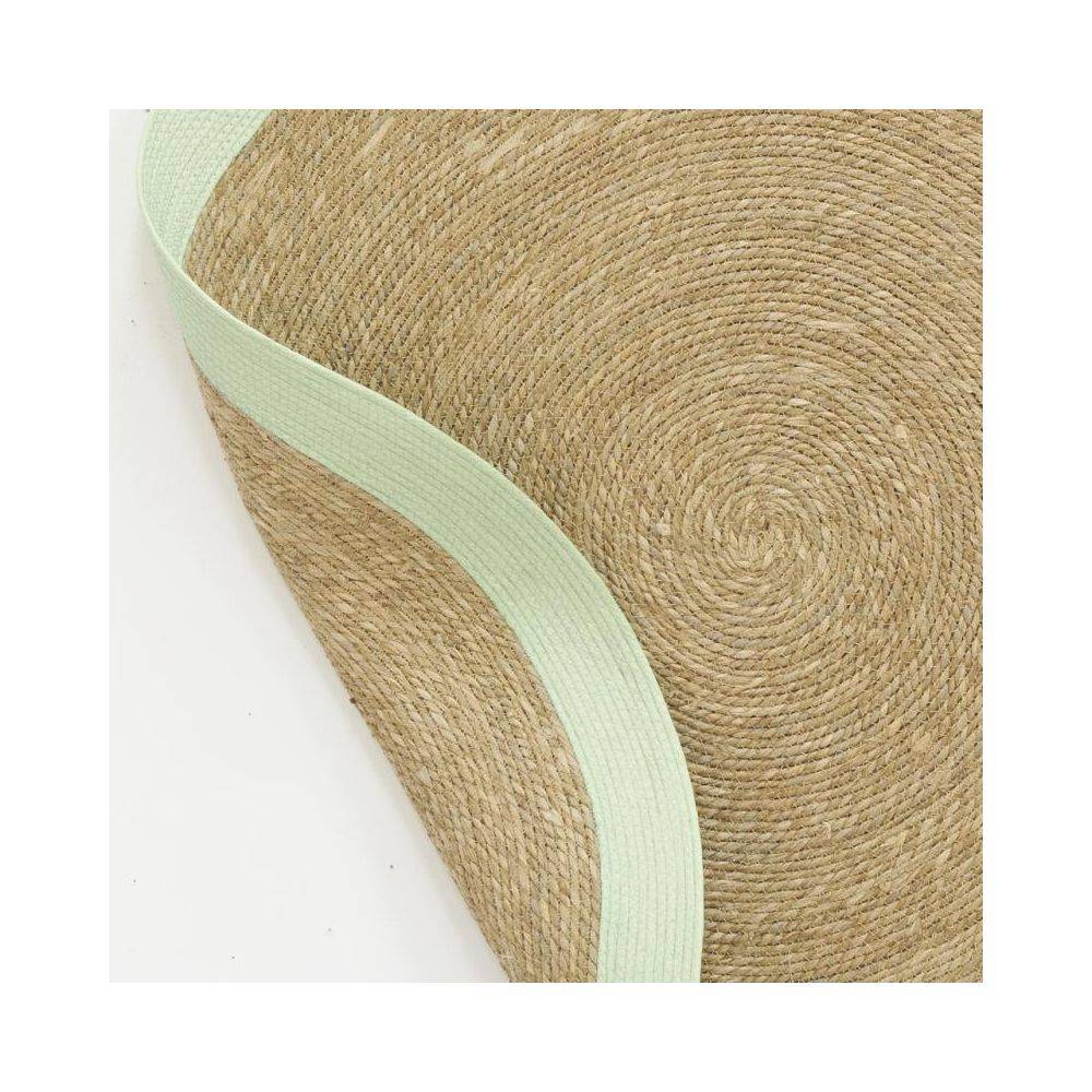 Aubry Gaspard - Tapis en jonc 120 cm naturel bordure colorée - Image 3