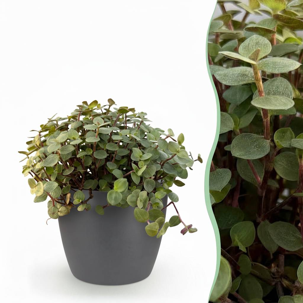 La Green Touch - Callisia repens - Callisie rampante - Avec cache-pot gris - Pot Ø14 cm, H 20 cm - Image 1