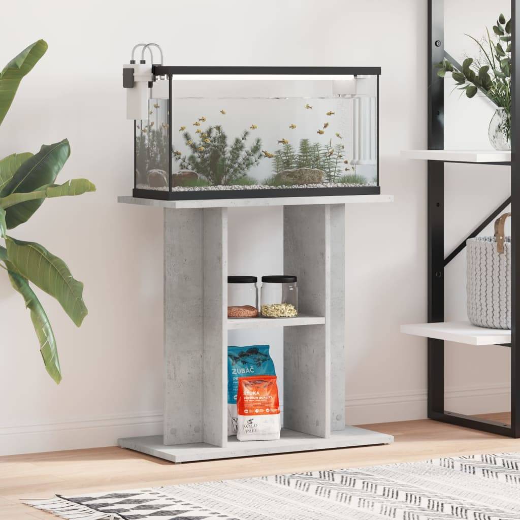 Meuble Aquarium Bois d'Ingénierie Support de Rangement 60x30x60cm Gris Béton - ComfortXL Outdoor Living - Image 1