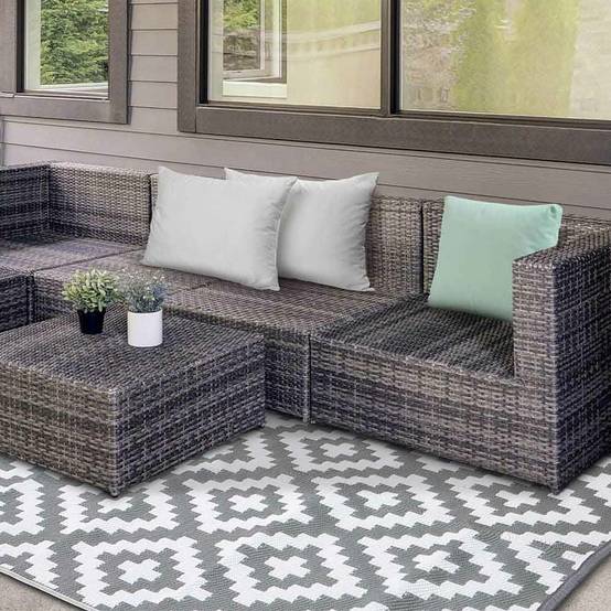 Tapis extérieur rectangulaire réversible 120 x 180 Gris - Image 8