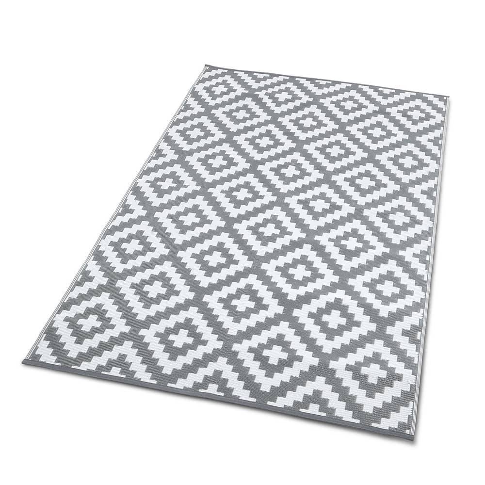 Tapis extérieur rectangulaire réversible 120 x 180 Gris - Image 1