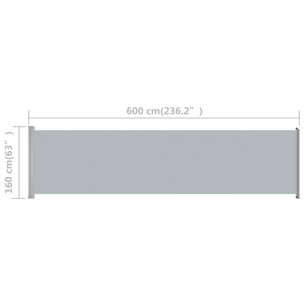 Helloshop26 - Auvent latéral rétractable de patio 600x160 cm gris - Image 6