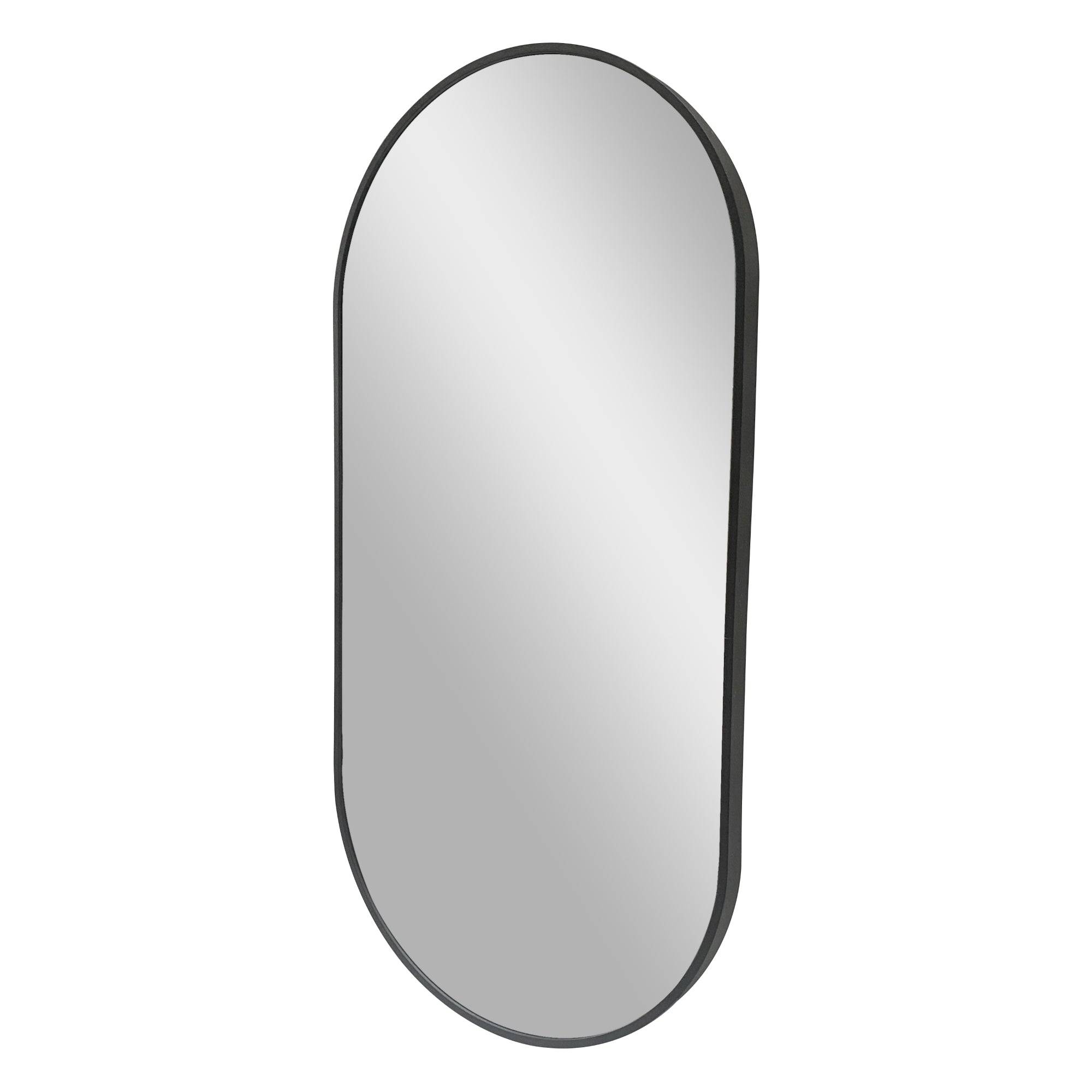 Helloshop26 - Miroir mural elliptique 40 x 80 cm noir - Image 1