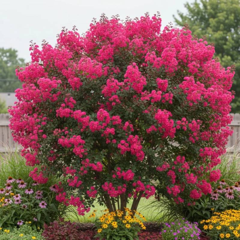 Lilas des Indes Pink Velour, Lagerstroemia à fleurs Rose/ - feuillage Caduc - Pot de 7,5L - 80/100 cm - Image 4