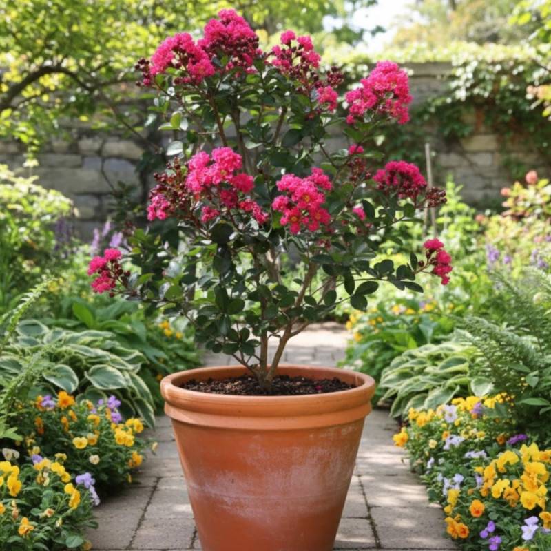Lilas des Indes Pink Velour, Lagerstroemia à fleurs Rose/ - feuillage Caduc - Pot de 7,5L - 80/100 cm - Image 3